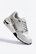 Silver Metallic Panel Chunky Animal Print Walking Sneakers - Photo 1