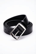 Silver Rectangular Buckle Classic Dress Belt with Smooth Finish - Dress belts - Photo 1