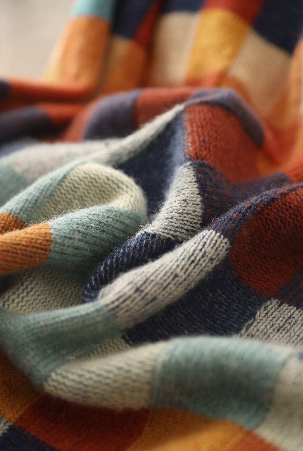 Checkered Merino Turtleneck Sweater in Solid — studio detail