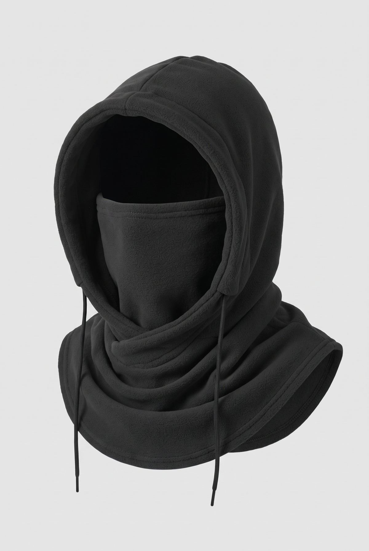 Fleece Hooded Balaclava in Sort — studio front