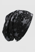 Jersey Knit Slouch Beanie in Star Black — studio front