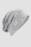 Jersey Knit Slouch Beanie in Star Light Gray — studio front