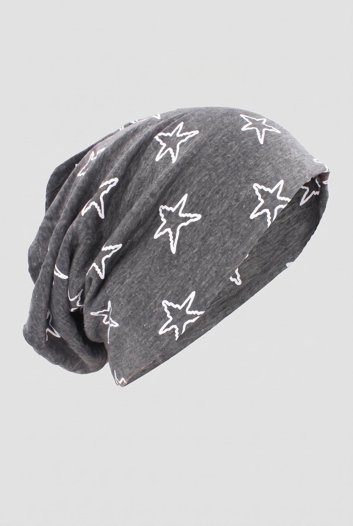 Jersey Knit Slouch Beanie in Star White — studio front