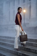 Burgundy Contrast Trim Ribbed Button-front Cropped Sweater Vest - Cropped vest - Photo 7