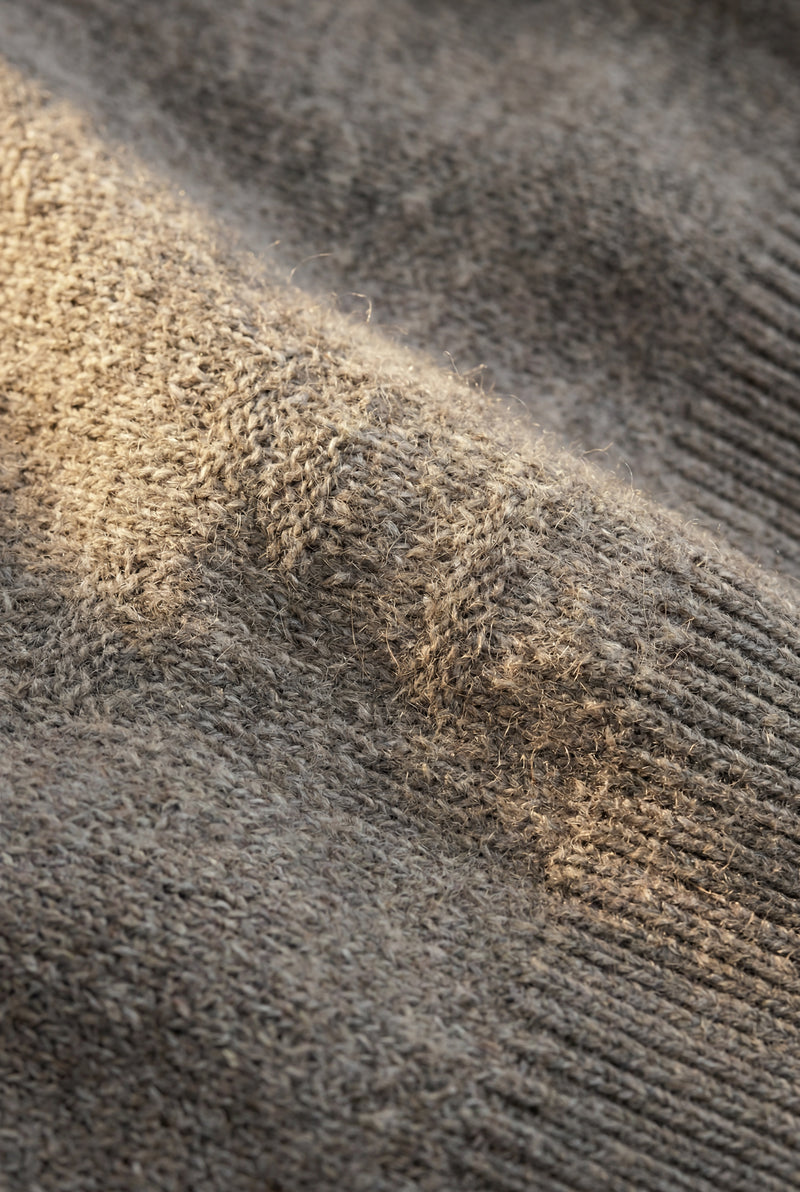 Taupe Heathered Taupe Oversized Turtleneck Sweater with Side Slits - Photo 3