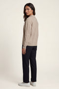 Taupe Open Collar V-neck Fine Relaxed Sweater - Casual sweater - Photo 12