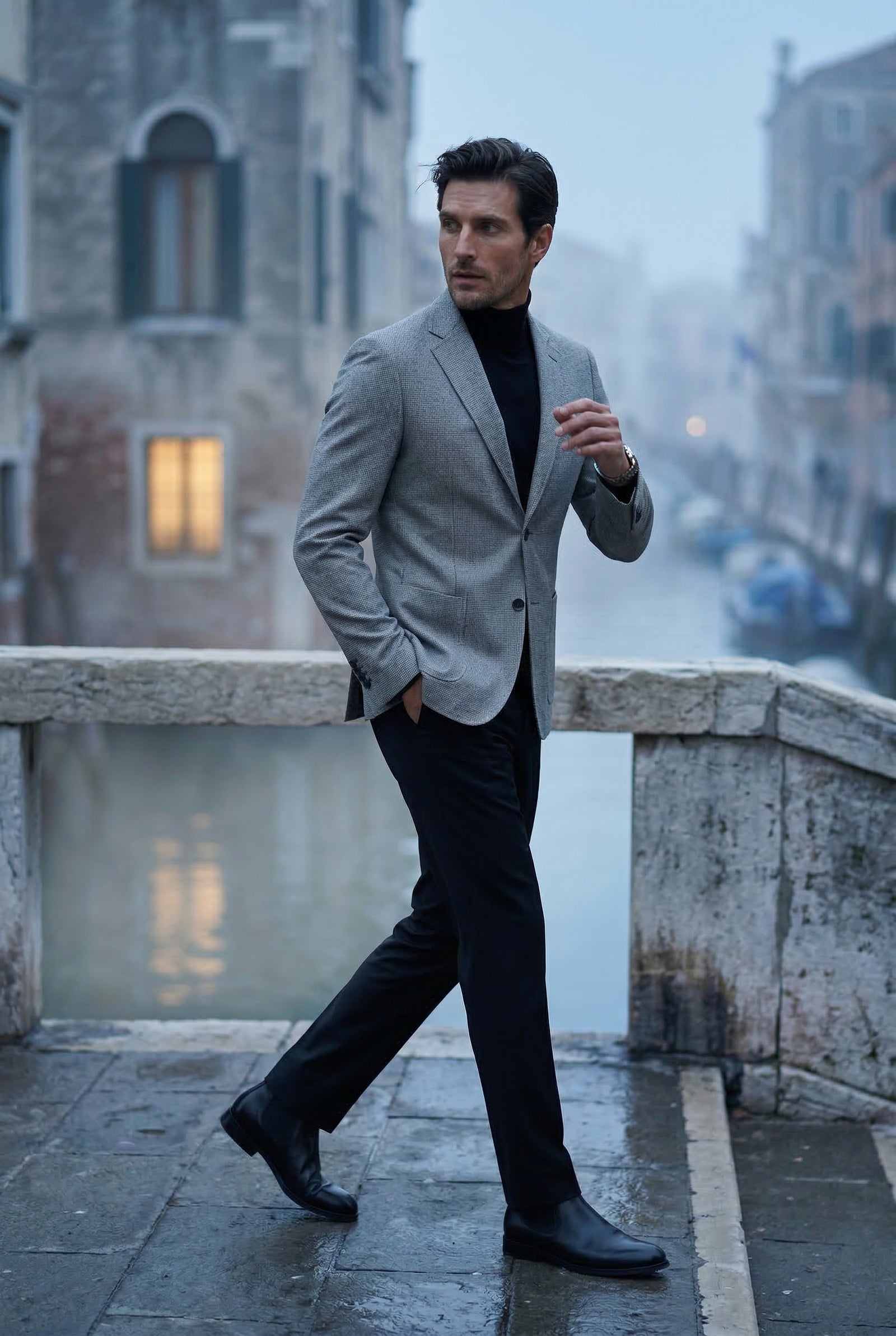 Gray Textured Slim Fit Single-breasted Blazer - Textured blazer - Photo 5