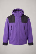 Technical Hooded Ski Jacket in Violet Blue — studio front