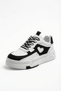 White Black and White Chunky Heart-applique Sneakers - Chunky sneakers - Photo 7