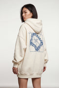 White Bold Back Graphic Oversized Hoodie with Relaxed Fit - Photo 2