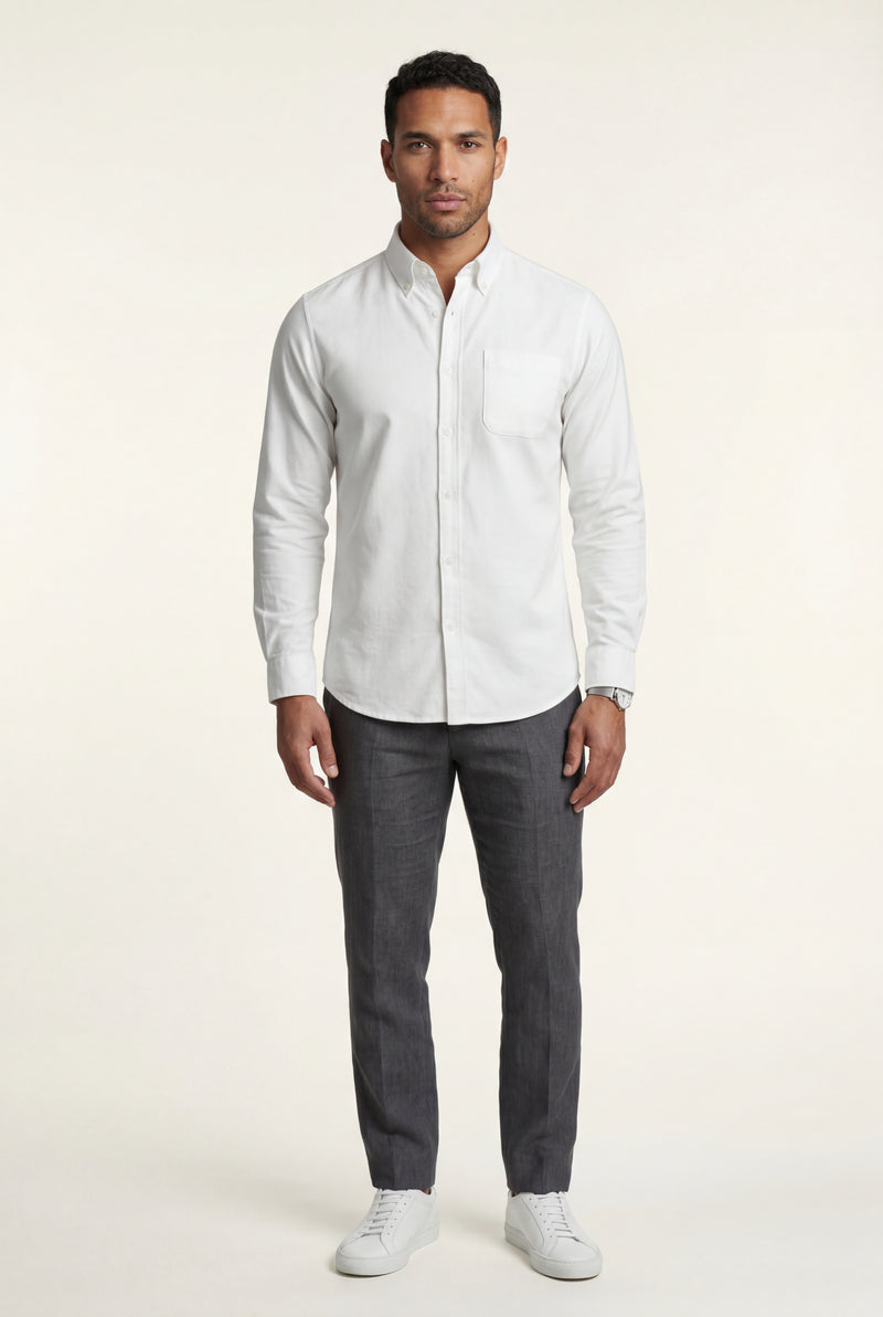 White Charcoal Structured Long Sleeve Button-down Shirt - Casual Shirts - Photo 2