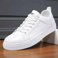 White Checkered Panel Low-top Lace-up Sneakers - Photo 5