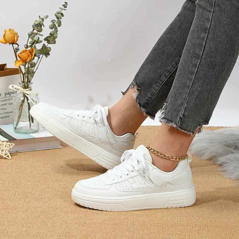 White Chunky Platform Colorblock Sneakers with Bold Panels - Photo 5