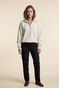 White Chunky Ribbed Collar Off-white Quarter Zip Sweater - Photo 1