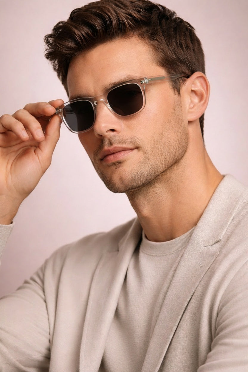 White Chunky Square Bold Frame Sunglasses with Wide Temples - Photo 8