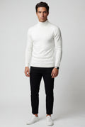 White Classic Slim Fit Turtleneck Sweater - Photo 17