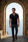 Black Contrast Tipping Polo Shirt with Open Collar - Polo shirts - Photo 10