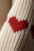 White Heart Motif Ribbed Bell Sleeve Sweater - Photo 5