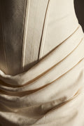 White Ivory Corset Bodycon Mini Dress with Draped Skirt - Bodycon dress - Photo 3