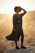 Black Longline Cardigan 3-piece Ribbed Loungewear Set - Photo 10