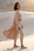 Sand Beige Longline Cardigan 3-piece Ribbed Loungewear Set - Photo 17