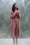 Pink Longline Cardigan 3-piece Ribbed Loungewear Set - Photo 20