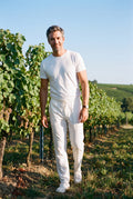 Men Pants Slim Fit Elastic Waist in White — vineyard lifestyle