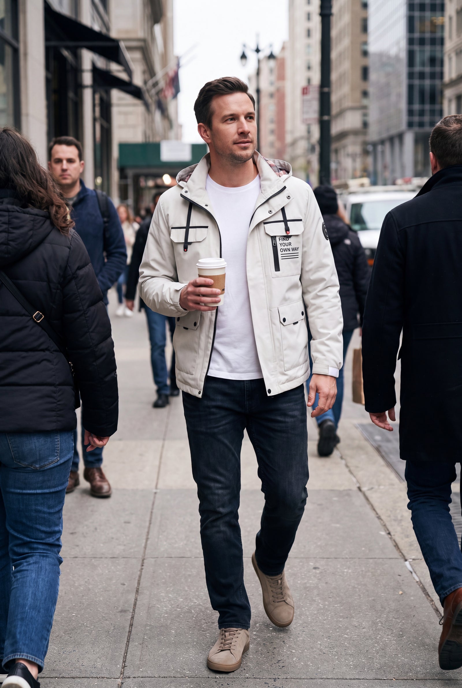 Men's Jacket Waterproof Regular Fit in White — secondary lifestyle