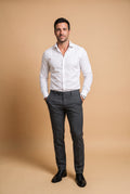 Men's Shirt Slim Fit in White — studio full body