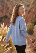 Blue Oversized Crewneck Sweater with Dropped Shoulders - Oversized sweater - Photo 12