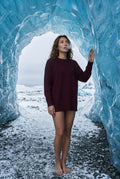 Burgundy Oversized Crewneck Sweater with Dropped Shoulders - Oversized sweater - Photo 16