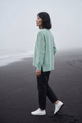 Mint Green Oversized Crewneck Sweater with Dropped Shoulders - Oversized sweater - Photo 20