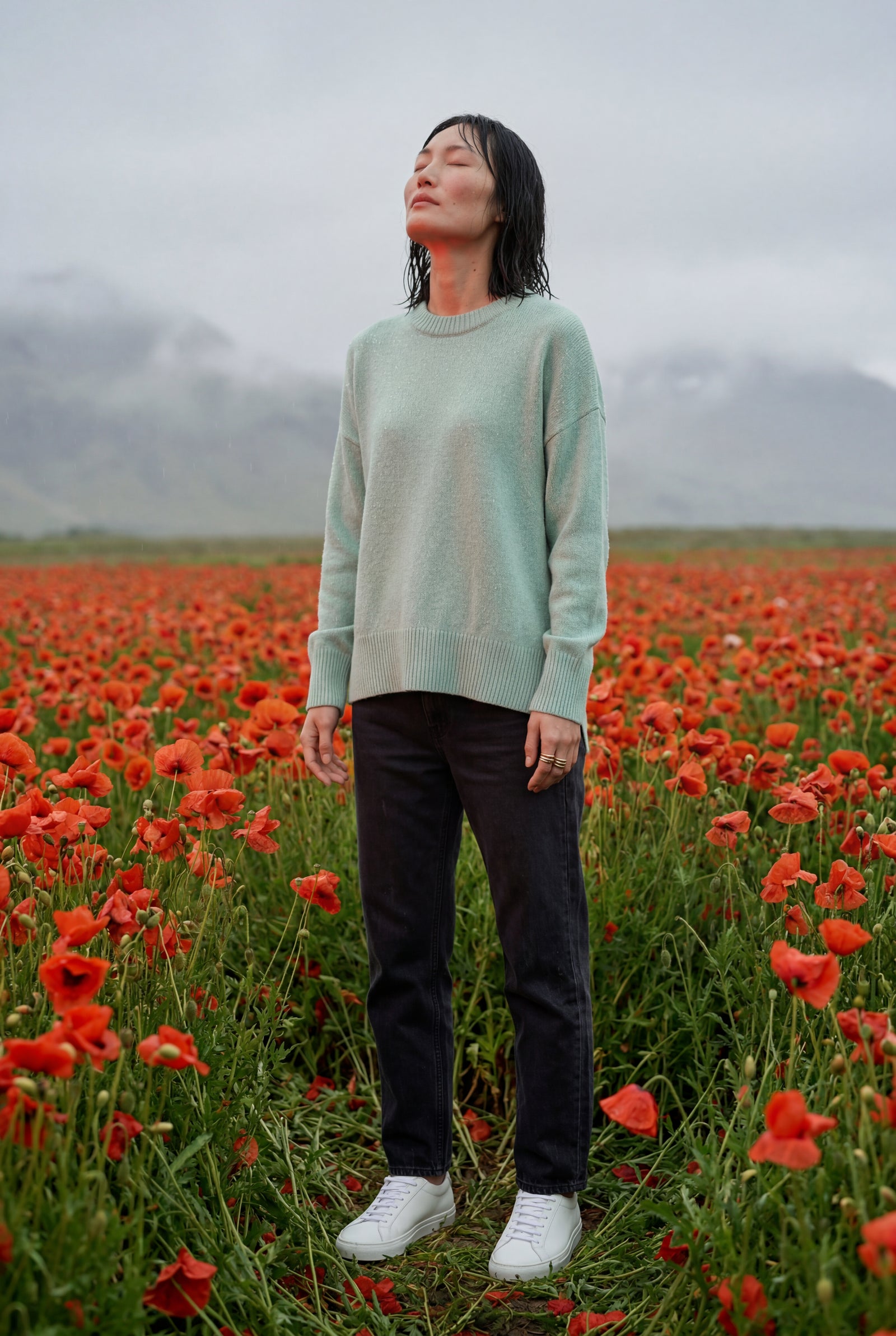 Mint Green Oversized Crewneck Sweater with Dropped Shoulders - Oversized sweater - Photo 21