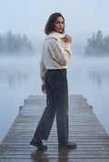 White Oversized Crewneck Sweater with Dropped Shoulders - Oversized sweater - Photo 3