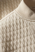 White Quilted Bomber Jacket with Ribbed Trim - Photo 4