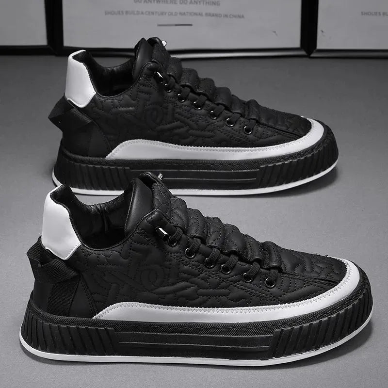 Quilted Streetwear Low-top Sneakers with Bold Ribbed Sole - Photo 4