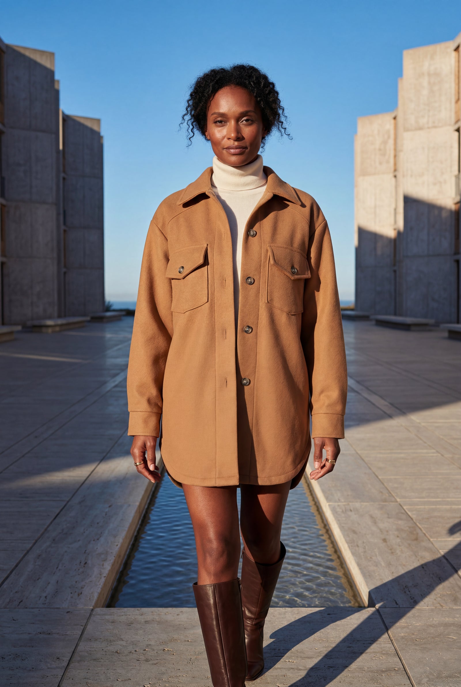 Caramel Relaxed Button-front Utility Jacket with Flap Pockets - Button jacket - Photo 8