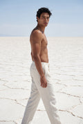 Cream Relaxed Drawstring Beach Pants with Straight-leg Silhouette - Relaxed fit pants - Photo 11
