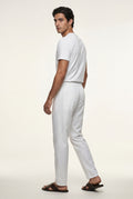 White Relaxed Drawstring Beach Pants with Straight-leg Silhouette - Relaxed fit pants - Photo 4