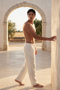 Cream Relaxed Drawstring Beach Pants with Straight-leg Silhouette - Relaxed fit pants - Photo 6