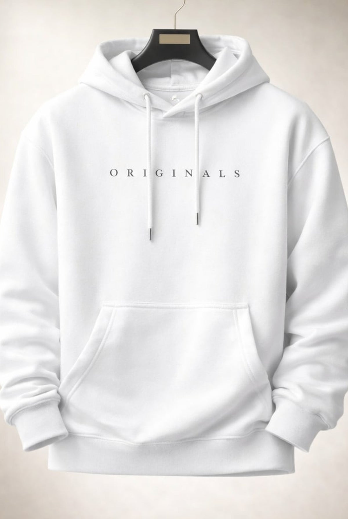 Relaxed Hooded Sweatshirt in White — front view