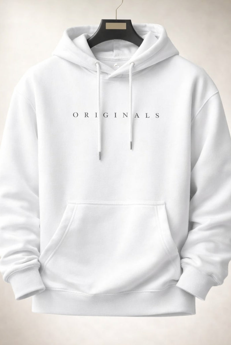 Relaxed Hooded Sweatshirt in White — front view