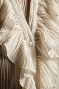 White Ruffled Pleated Blouse with Fluted Cuffs - Blouses - Photo 6