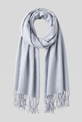 Scarf Tassel Wrap in White — studio front