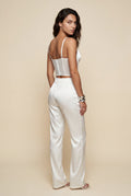 White Sheer Panel Boned Corset Crop Top - Corset crop tops - Photo 3