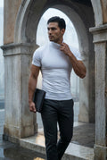 White Slim Fit Short Sleeve Turtleneck Shirt - Turtleneck shirts - Photo 3