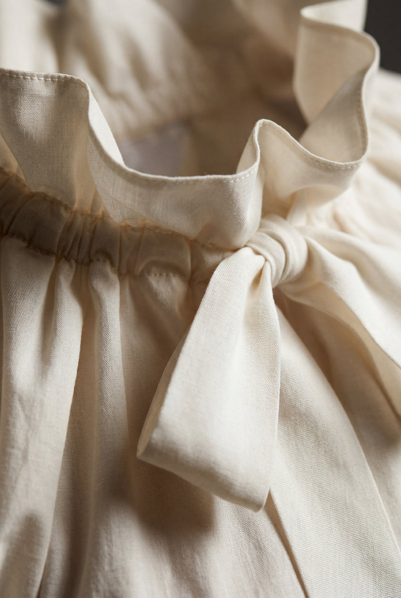 White Soft Ivory Ruffle Collar Tie-neck Long Sleeve Blouse - Blouses - Photo 3