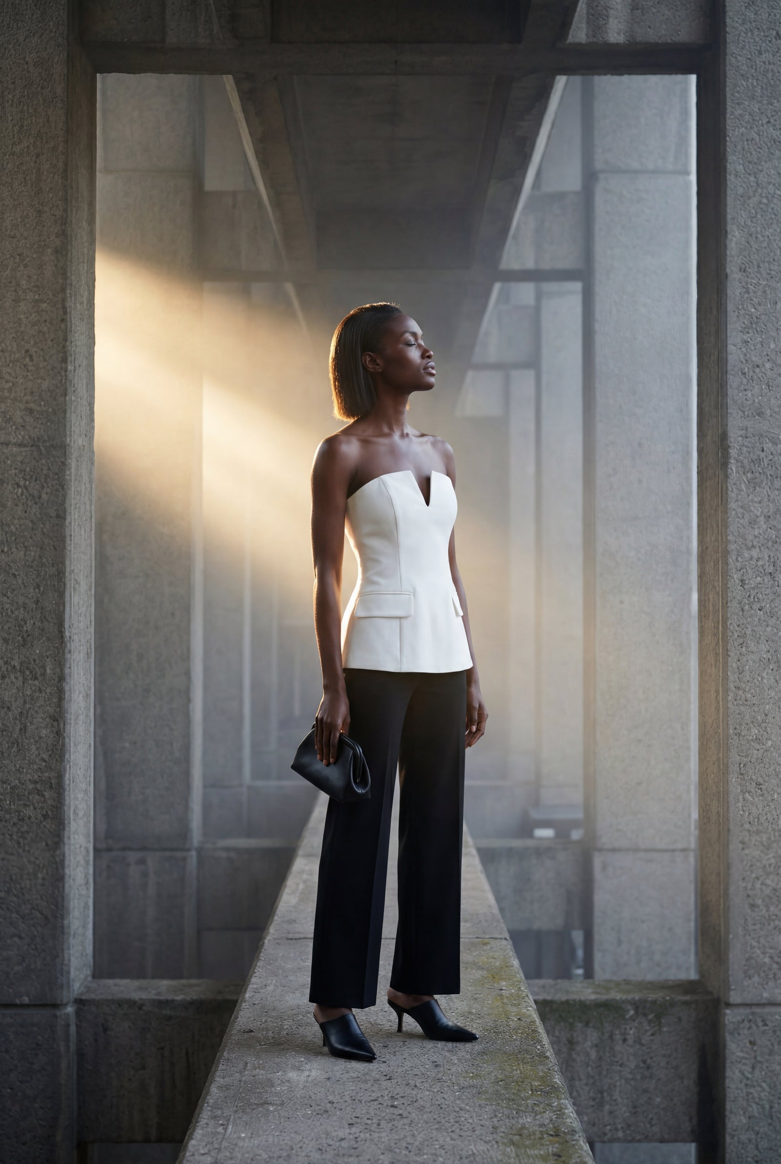 White Strapless Notched Peplum Architectural Top - Peplum top - Photo 6
