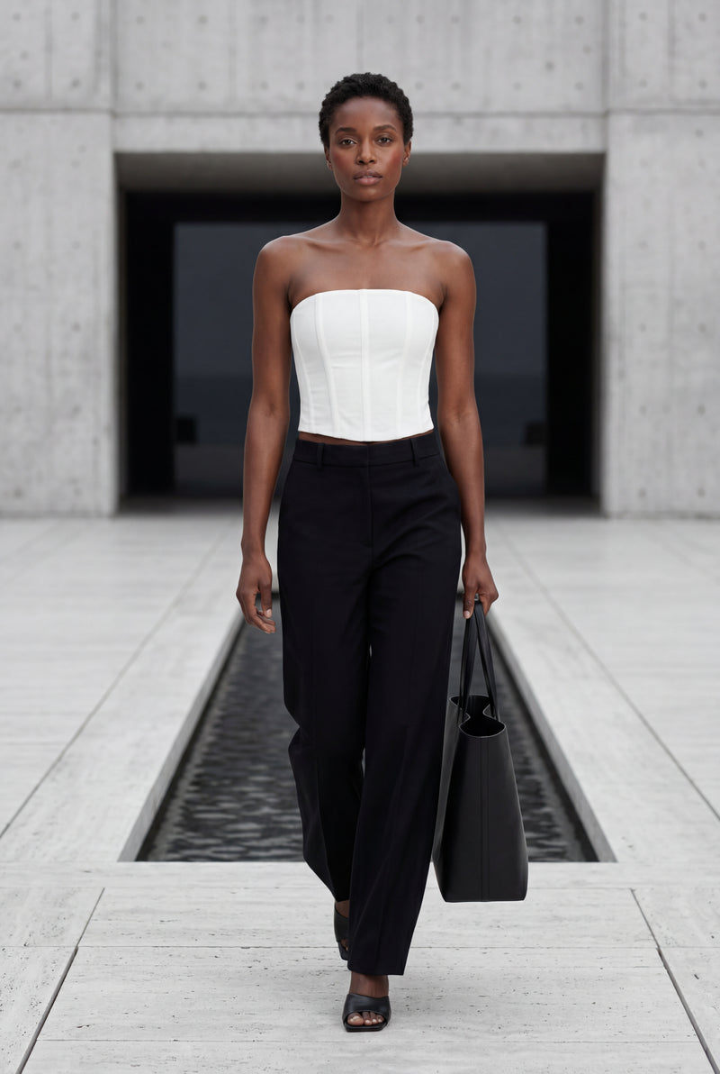 White Structured Strapless Boned Corset Top - Strapless tops - Photo 3