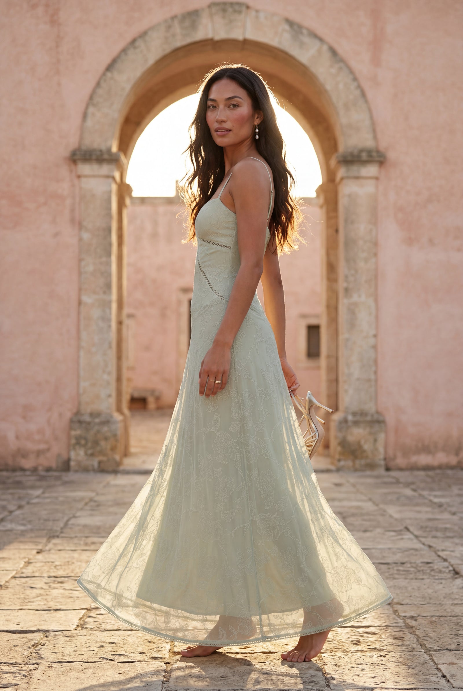 Mint Green Sweetheart Neck Strappy A-line Maxi Bridal Dress - Photo 9